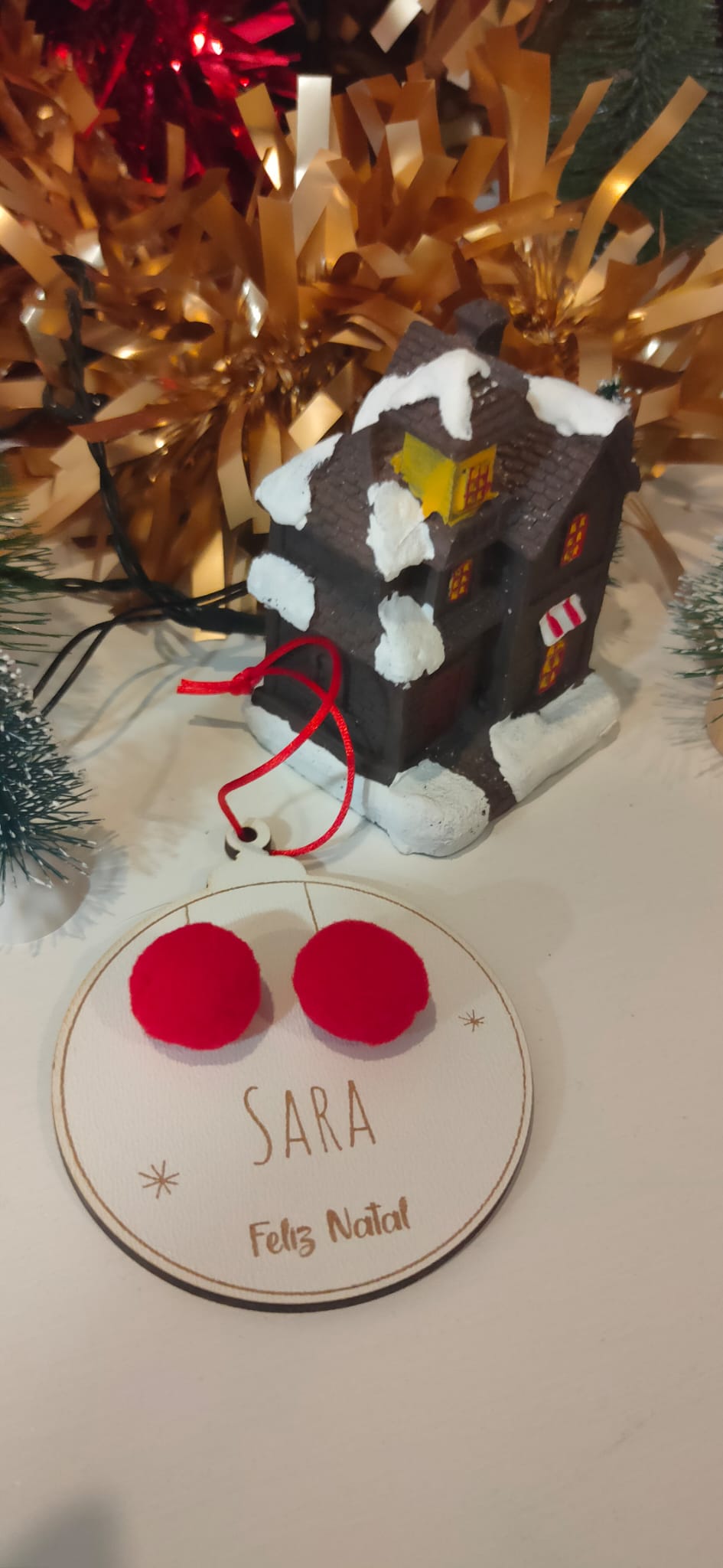 Bola Natal de Madeira - Pompom