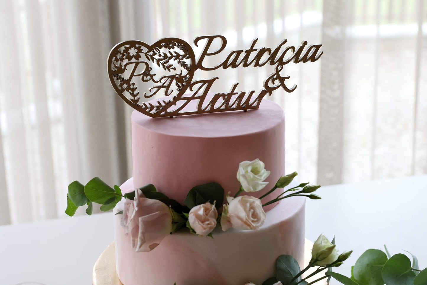 Topo de Bolo - Coração floral