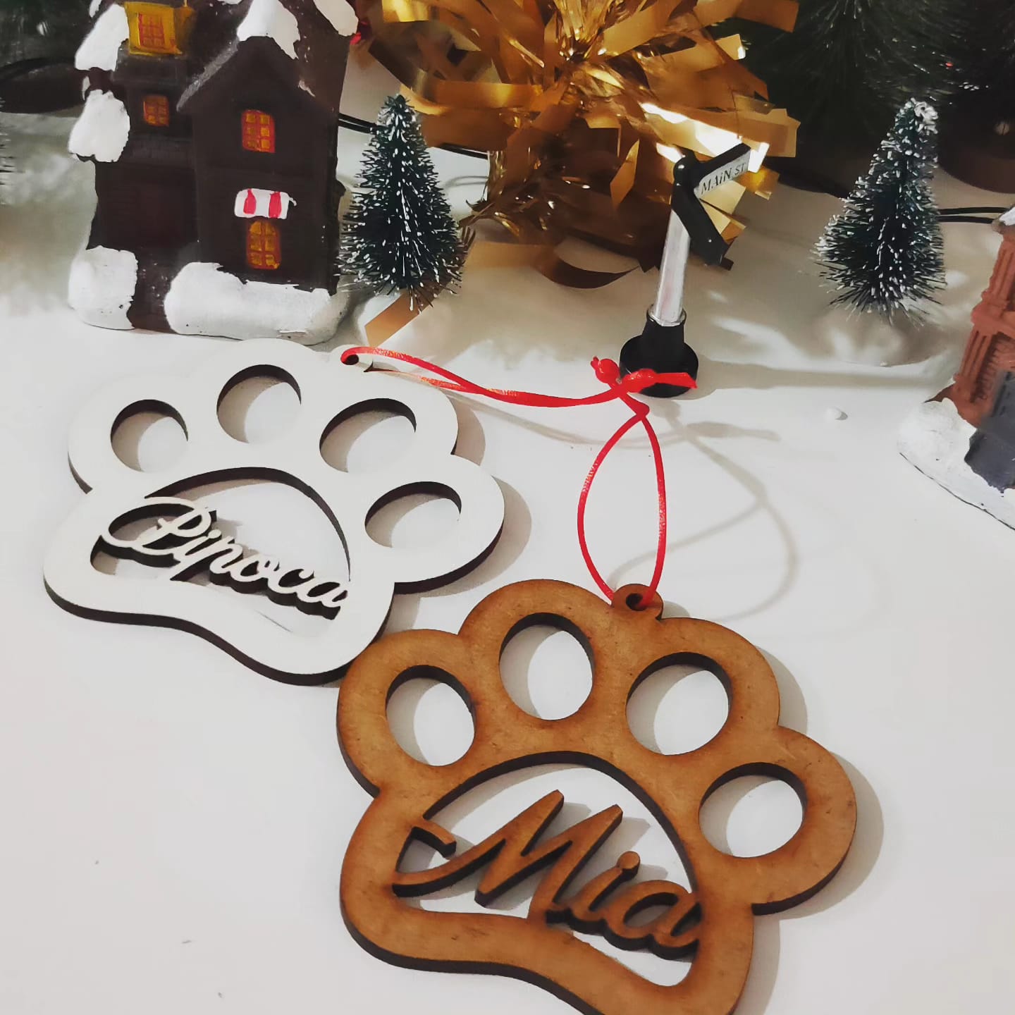 Bola de Natal em Madeira - Patinha