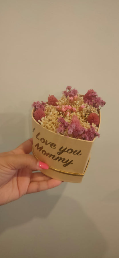 Flores secas - Box Coração