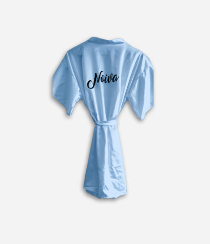 Light Blue Satin Robe - Hummingbird