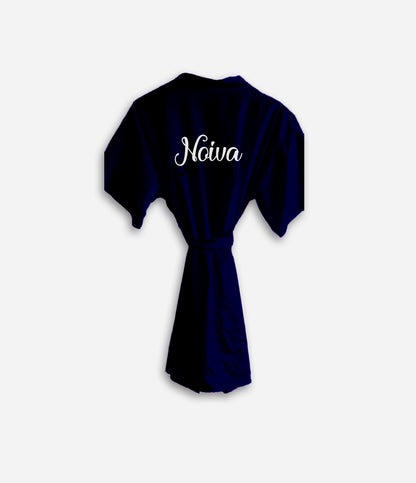 Robe de Cetim Azul Marinho - Beija-Flor