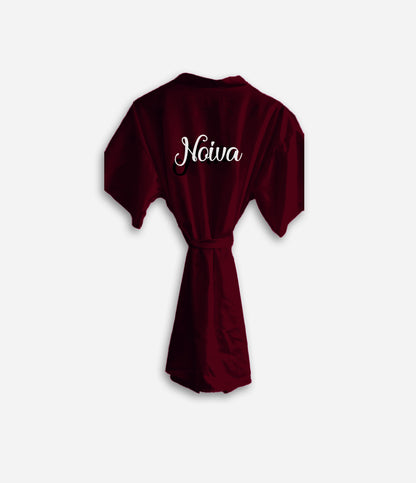 Robe de Cetim Bordeaux - Beija-Flor
