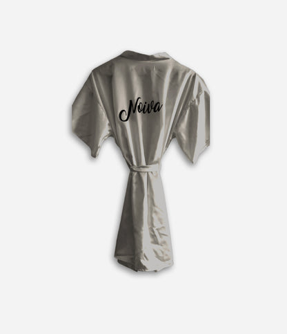 Robe de Cetim Cinza - Beija-Flor